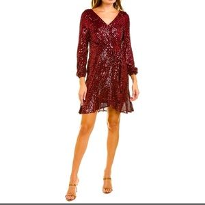 Nanette Lepore Womens Nanette  Sequined Midi Dress, Red